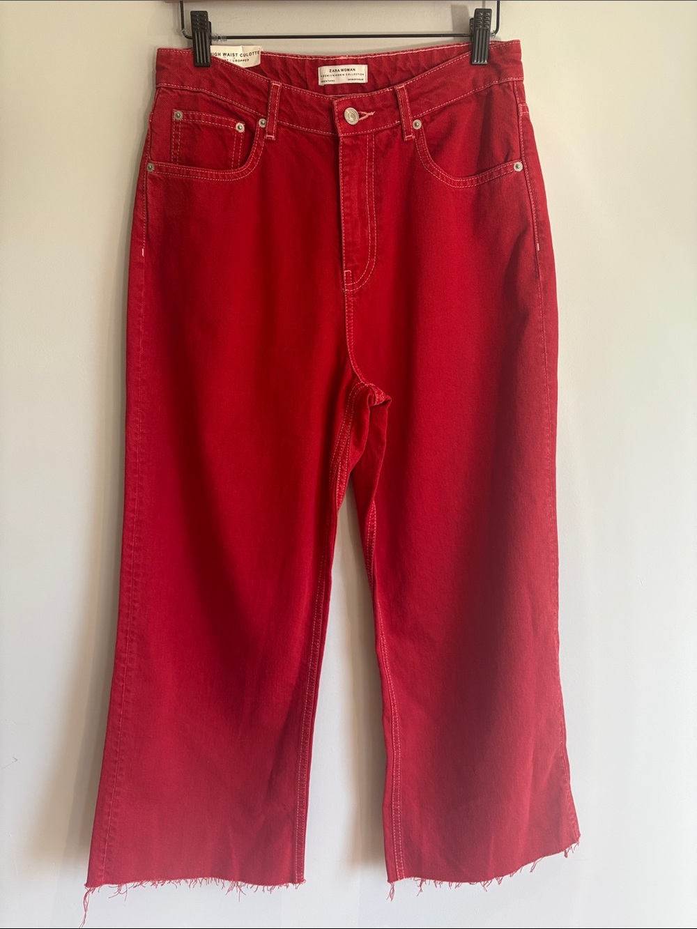 Zara Red Wide-Leg Jeans